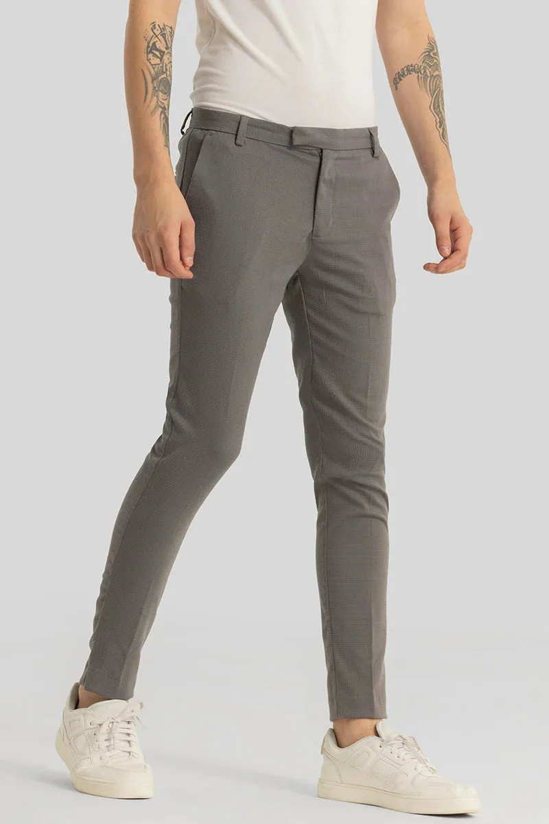 Snitch Grey Yann Grey Plain Slim Fit Trousers for Men | Best Price UAE